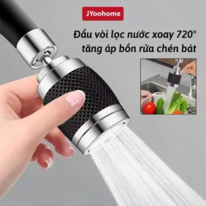 Đầu Vòi Rửa Bát Tăng Áp 3 Chế Độ Phun Nước Xoay 360 màu đen Vòi Tăng Áp Gắn Bồn Rửa Chén Tiện Lợi