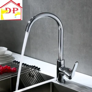 Vòi nước rửa bát, rửa chén nóng lạnh hợp kim đồng mạ crom bóng 5 lớp tặng kèm đôi dây cấp nước inox - Hàng GIORMANI bảo hành 24 tháng