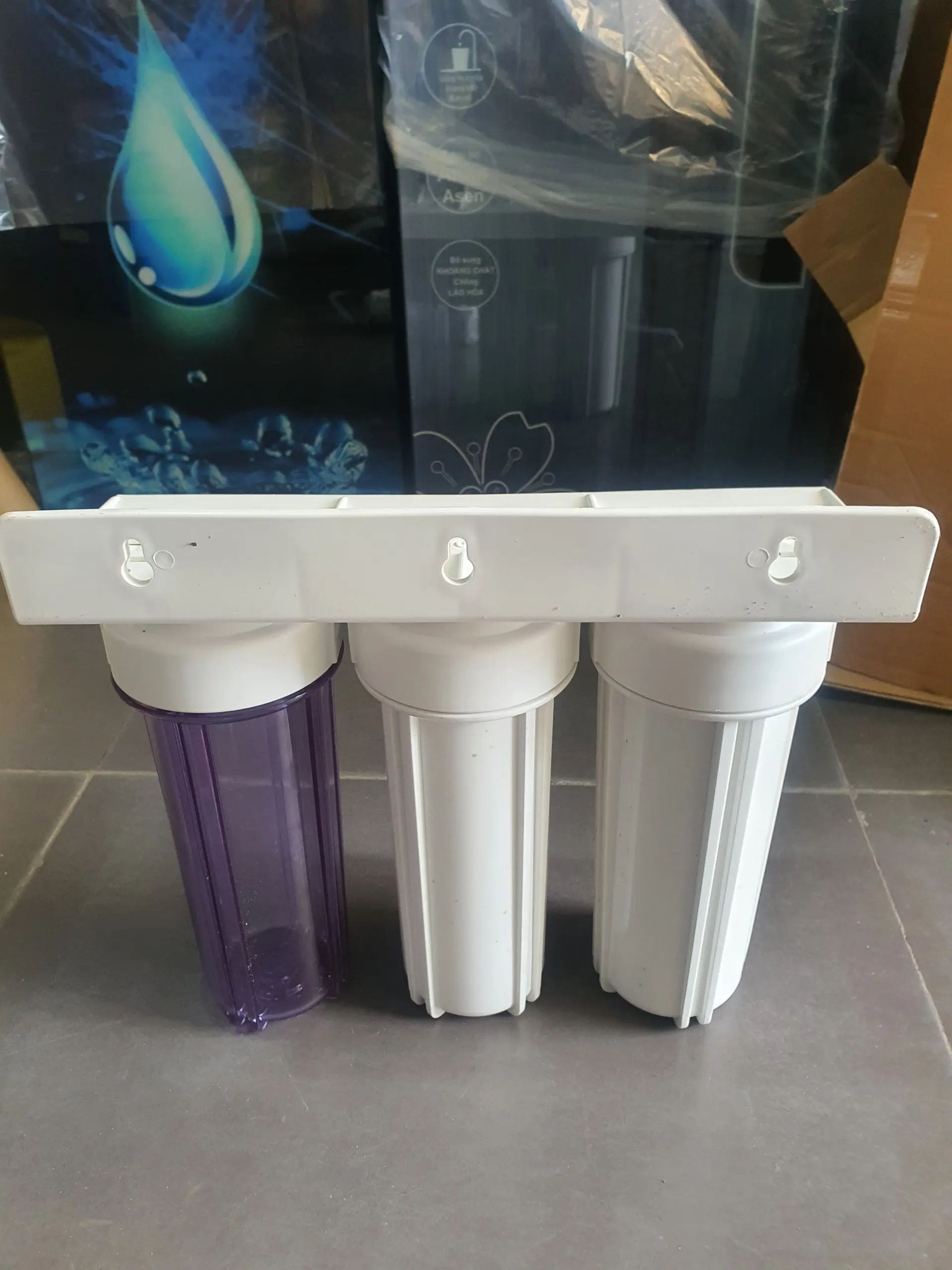 { Tặng Kèm Tay Vặn } Bộ lọc sinh hoạt AQUA 3 cốc 10 inch {đã kèm bộ lõi lọc 123} lọc chặn đầu nguồn chính hãng aqua