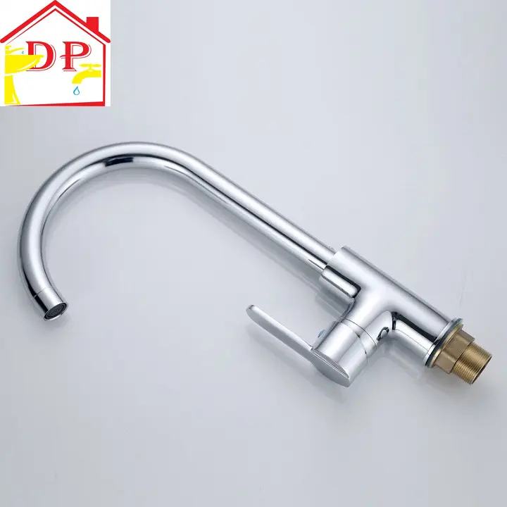 Vòi nước rửa bát, rửa chén nóng lạnh hợp kim đồng mạ crom bóng 5 lớp tặng kèm đôi dây cấp nước inox - Hàng GIORMANI bảo hành 24 tháng