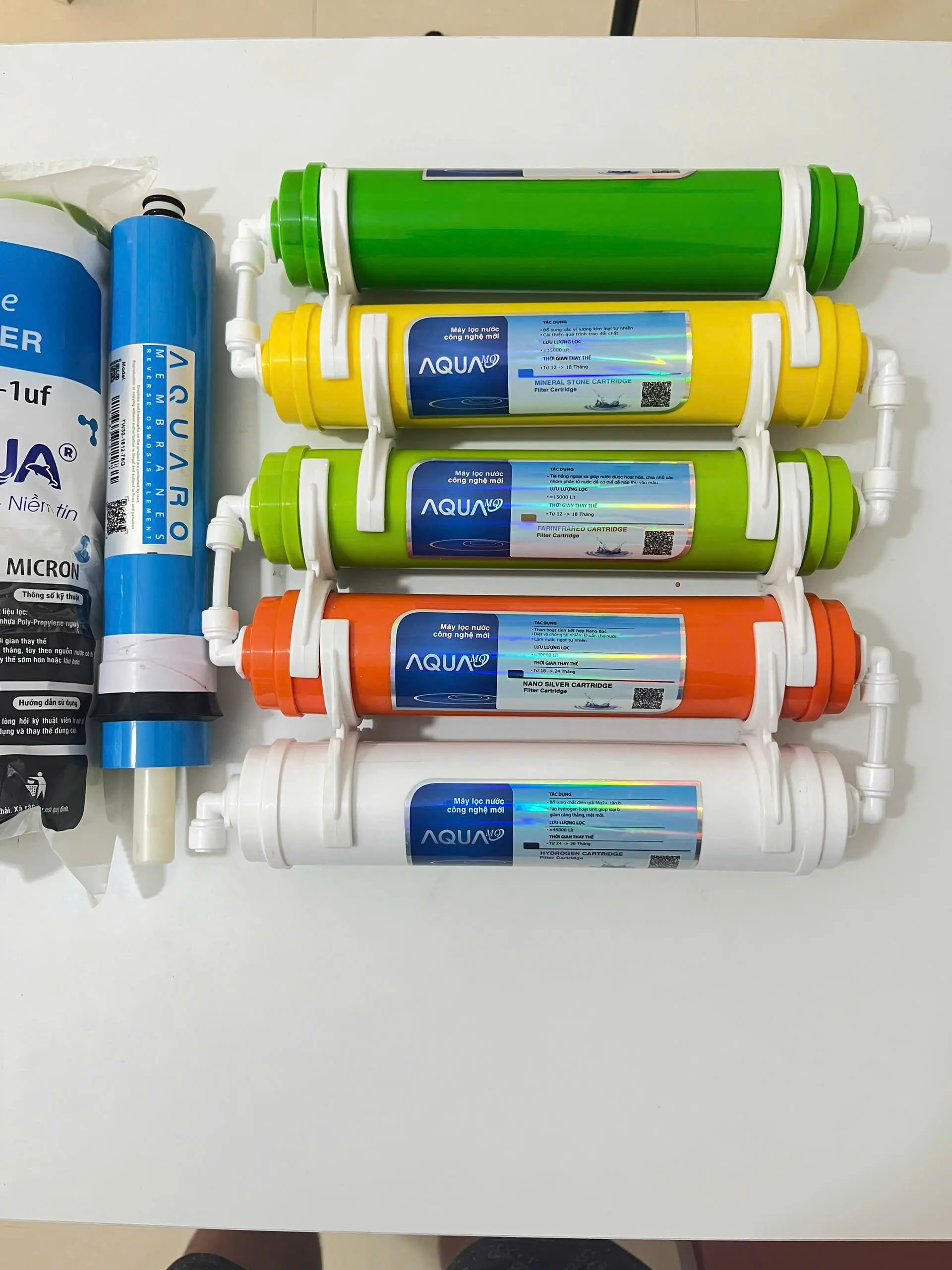 COMBO từ 1 - 9 chính hãng AQUA lắp được cho tất cả máy lọc nước RO bao gồm lõi 123, 4 RO ,56789 tạo khoáng tặng kèm 1 tay vặn tháo lắp + 1 lọ đo độ PH máy lọc máy lọc máy lọc uống trực tiếp