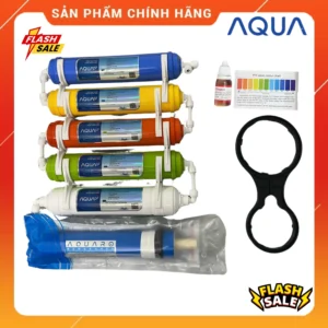 lõi tạo khoáng 56789 + lõi 4 RO CHÍNH HÃNG AQUA tặng 1 lọ thử ph và 1 tay tháo cốc RO