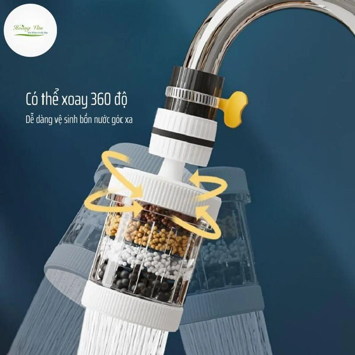 ( Loại xịn) Bộ 02 đầu lọc nước tại vòi loại lớn 6 tầng xoay 360 chịu nhiệt đến 60 độ C - hỗ trợ lọc cặn bẩn.