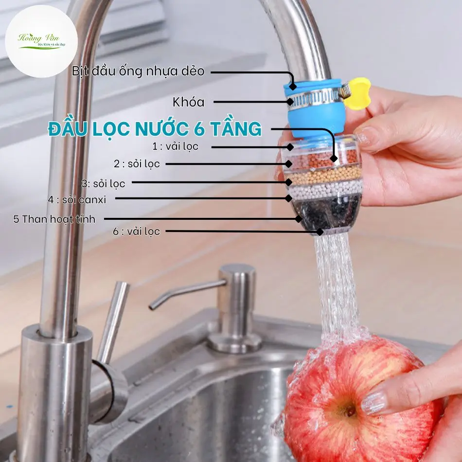 Đầu lọc nước 6 tầng, lọc cặn bẩn hiệu quả