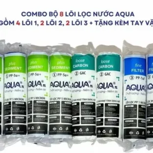 ￼[ Combo 8 ] Lõi lọc nước AQUA 123.(TẶNG TAY THÁO NẮP) Bao gồm 4 lõi số 1, 2 lõi số 2 và 2 lõi số 3