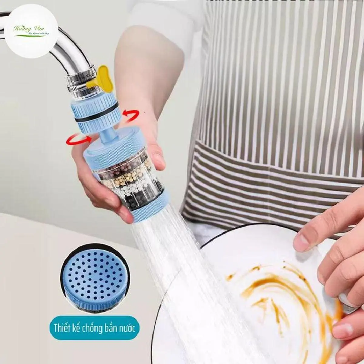 ( Loại xịn) Bộ 02 đầu lọc nước tại vòi loại lớn 6 tầng xoay 360 chịu nhiệt đến 60 độ C - hỗ trợ lọc cặn bẩn.