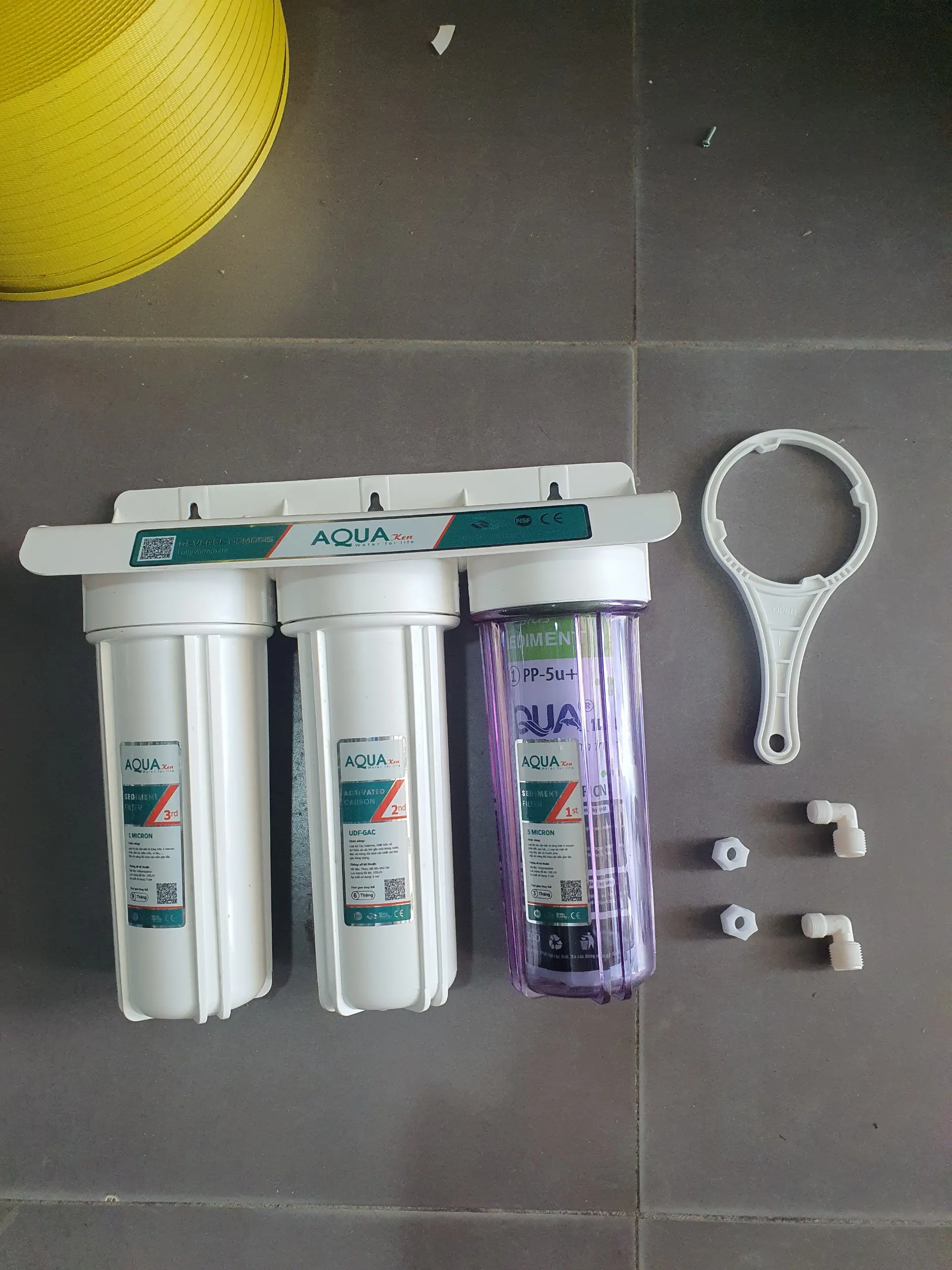 { Tặng Kèm Tay Vặn } Bộ lọc sinh hoạt AQUA 3 cốc 10 inch {đã kèm bộ lõi lọc 123} lọc chặn đầu nguồn chính hãng aqua