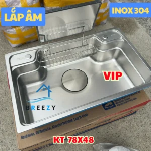 Chậu rửa bát bán nguyệt 1 hố inox 304, dập linen chống dính, chống xước, chống bám bẩn cực tốt 102 - BREEZY