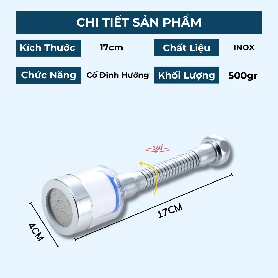 Đầu vòi lọc nước đa năng kèm lõi lọc canxi sunfit, thích nghi hầu hết các loại vòi