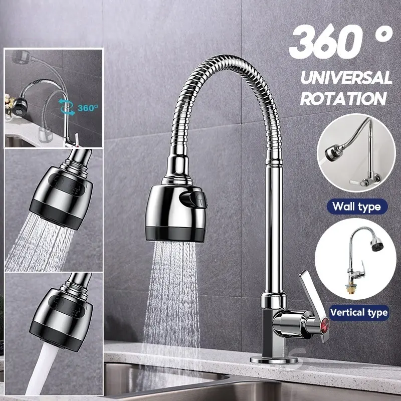 vòi nước bồn vòi rửa bát abs rửa1chén Vòi nước gắn tường Ống nước chống rò rỉ mềm 360 độ Vòi nước có bộ lọc phi20mm