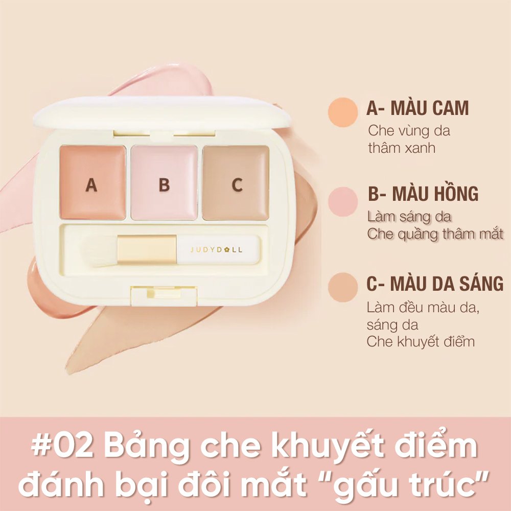 Bảng Che Khuyết Điểm Judydoll 3 Màu - 02 Che Quầng Thâm 2.7g
