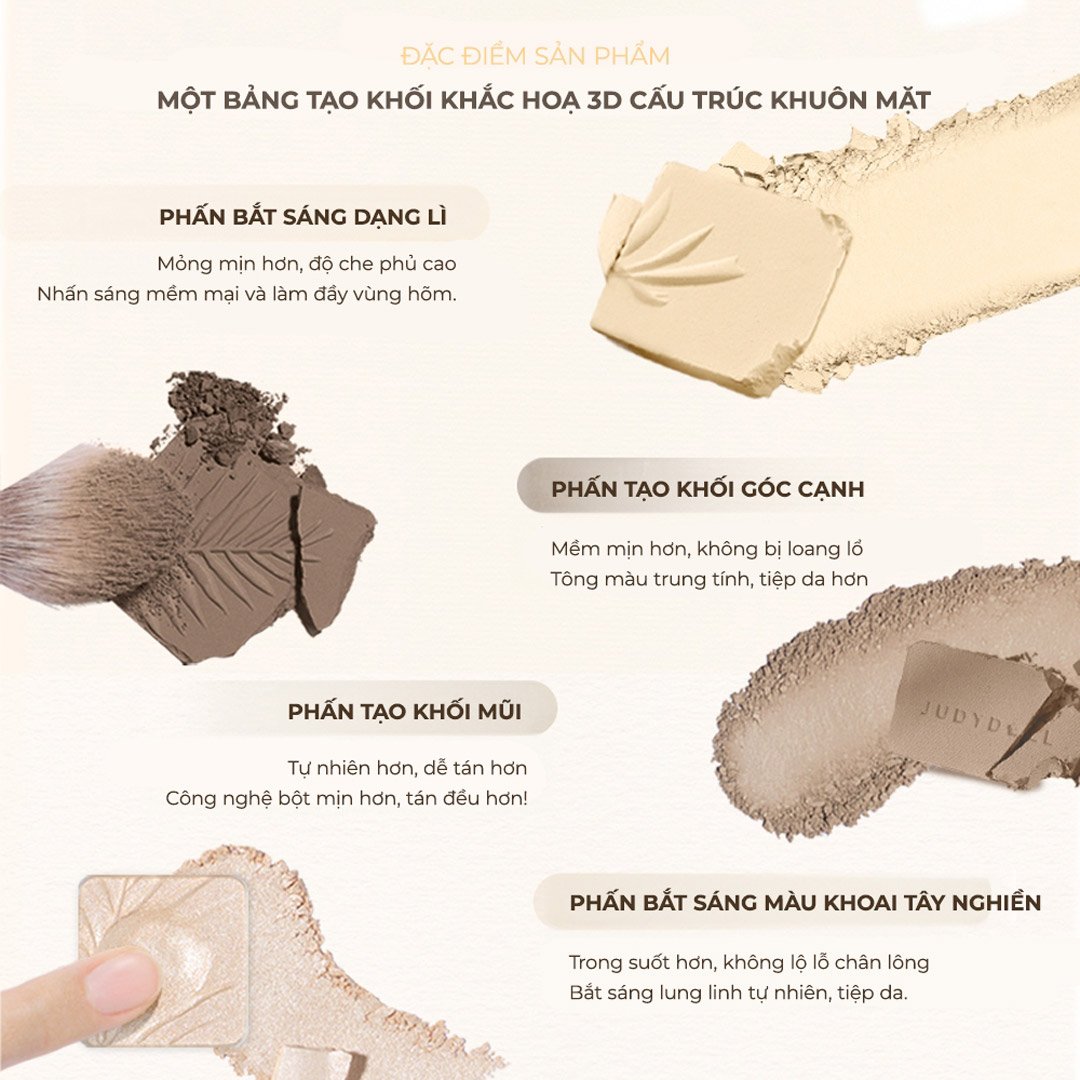 Bảng Highlight Và Tạo Khối Judydoll 4 Màu - 02 Tông Ấm 9g (Mới)