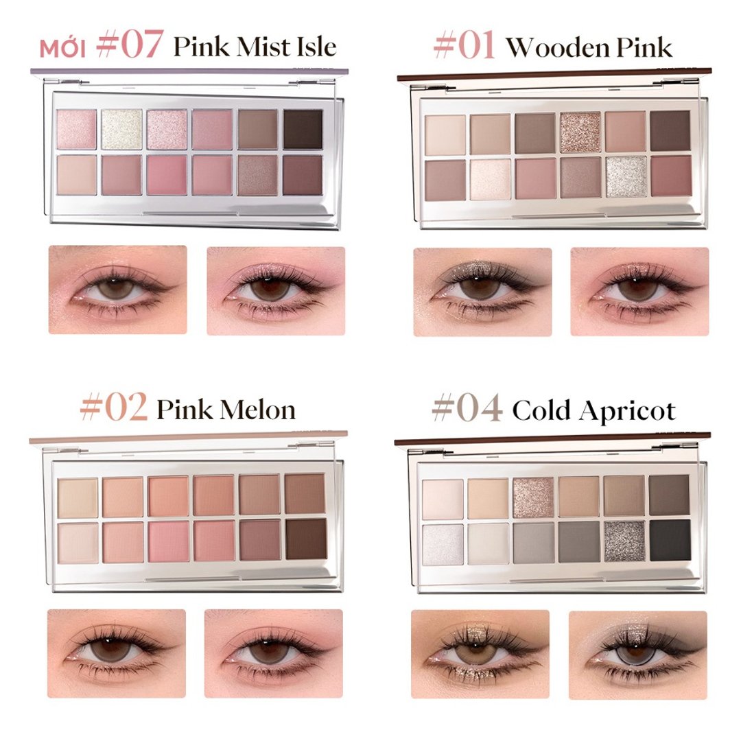 Bảng Phấn Mắt Joocyee 12 Ô - 01 Wooden Pink 14g