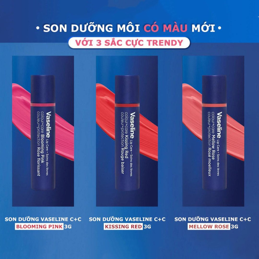 Combo 2 Son Dưỡng Có Màu Vaseline Hồng Cam Êm Dịu 3g
