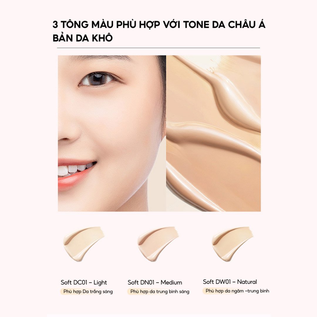 Cushion Kèm Phấn Phủ Menow Cho Da Khô Màu DN01 Medium 17g