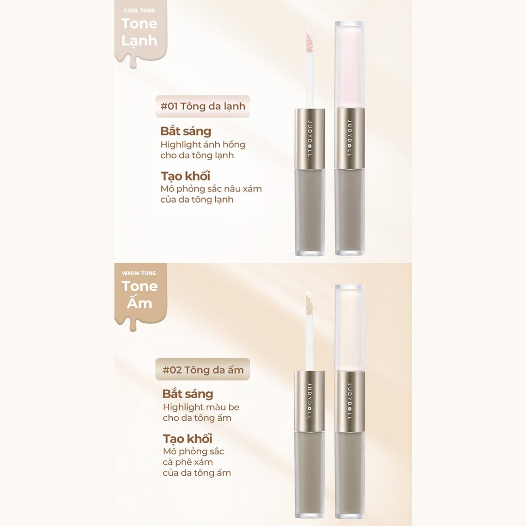 Kem Tạo Khối & Bắt Sáng Judydoll 2 Đầu - 01 Tông Lạnh 4.8g