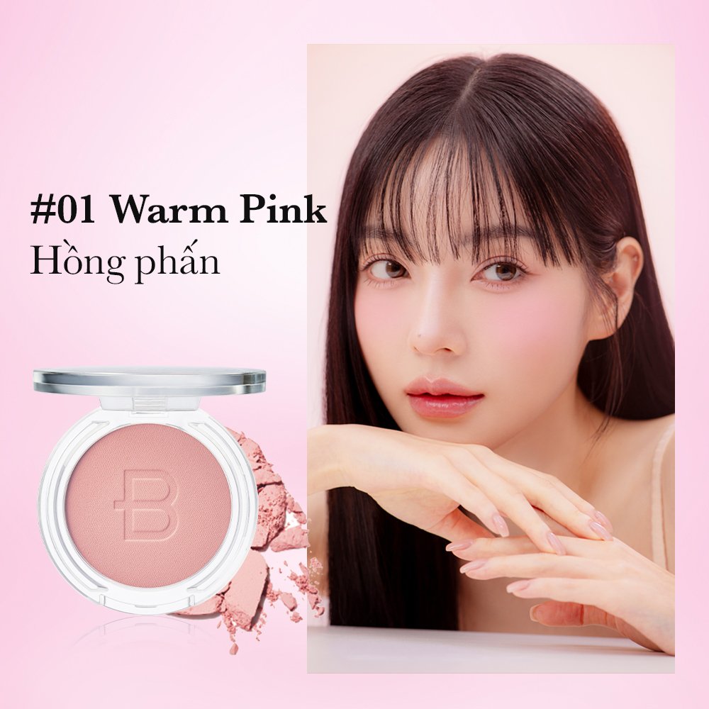 Phấn Má Hồng B.O.M Mịn Lì 01 Warm Pink - Hồng Phấn 4.5g