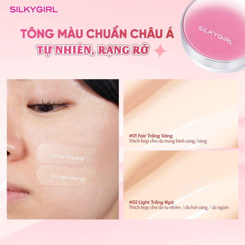 Phấn Nước Silkygirl Chống Nắng Lâu Trôi Màu 01 Fair 13g