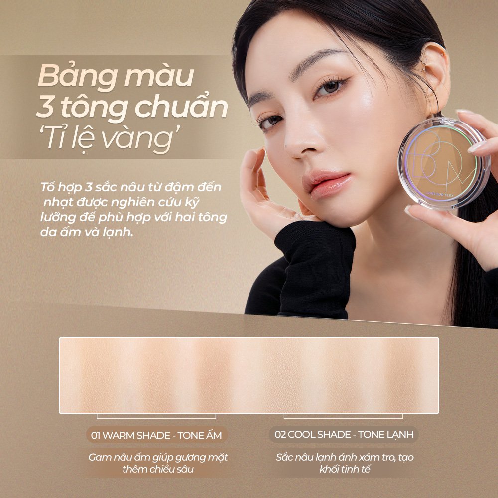 Phấn Tạo Khối B.O.M 3 Màu - 01 Tông Ấm 10g