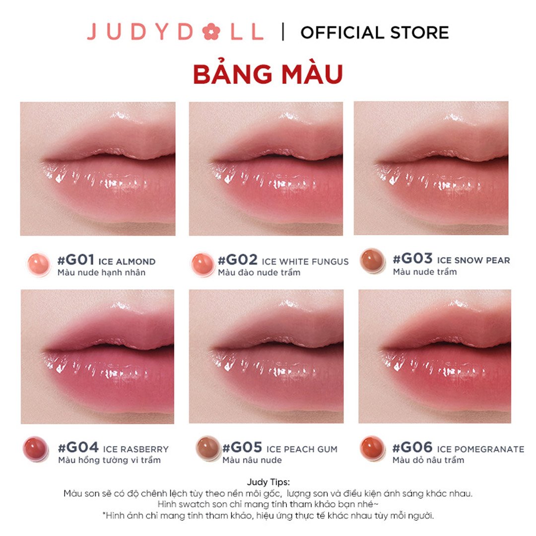 Son Bóng Judydoll Dưỡng Ẩm Mờ Vân Môi - G06 4ml