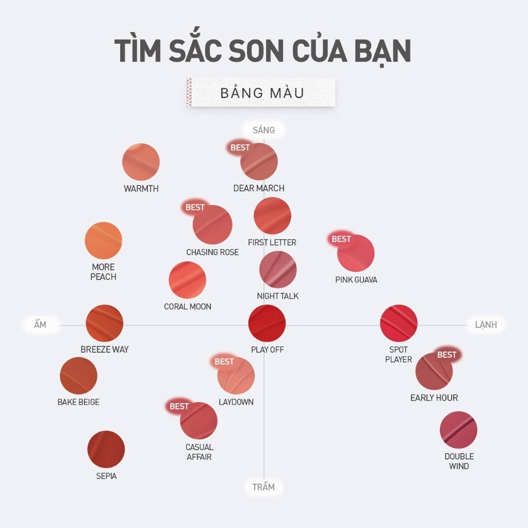 Son Kem Lì 3CE Play Off - Đỏ Cam San Hô 4.6g