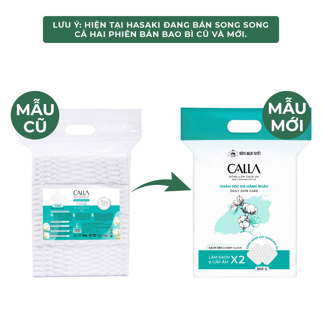 Combo 2 Bông Tẩy Trang Bông Bạch Tuyết Calla Giúp Sạch Sâu Túi 500g