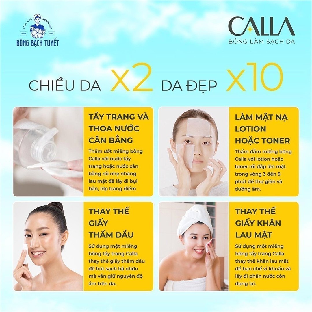 Bông Tẩy Trang Bông Bạch Tuyết Calla Mềm Mịn Túi 250g