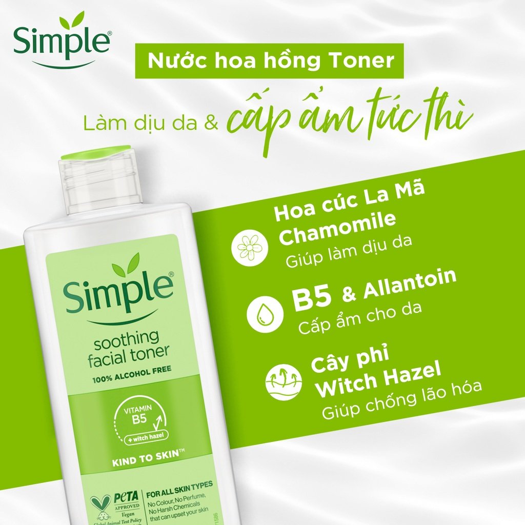 Combo 2 Nước Hoa Hồng Simple Làm Dịu Da & Cấp Ẩm 200ml
