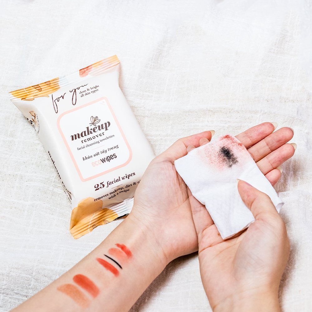 Combo 3 Gói Khăn Ướt Tẩy Trang EcoWipes Tinh Chất Dưa Leo 25 Tờ