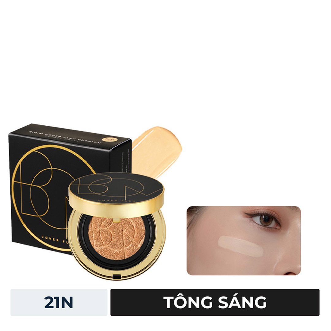 Combo B.O.M Phấn Nước Che Khuyết Điểm #21N Tông Trắng Sáng 15g + Phấn Phủ Kiềm Dầu Dạng Nén 7.5g