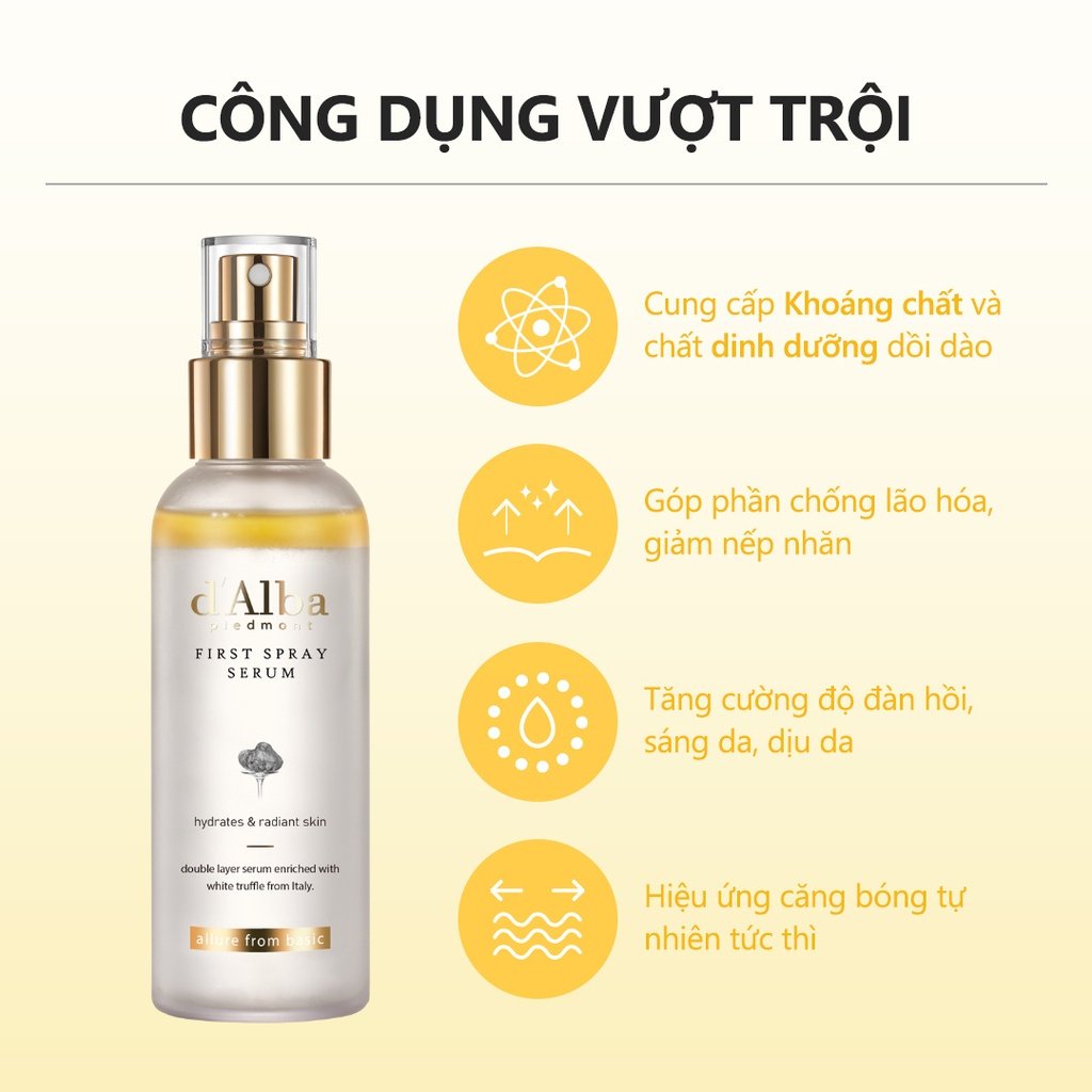 Combo d'Alba Serum Dạng Xịt Căng Bóng & Kem Chống Nắng Nâng Tông Sáng Hồng 100ml+50ml