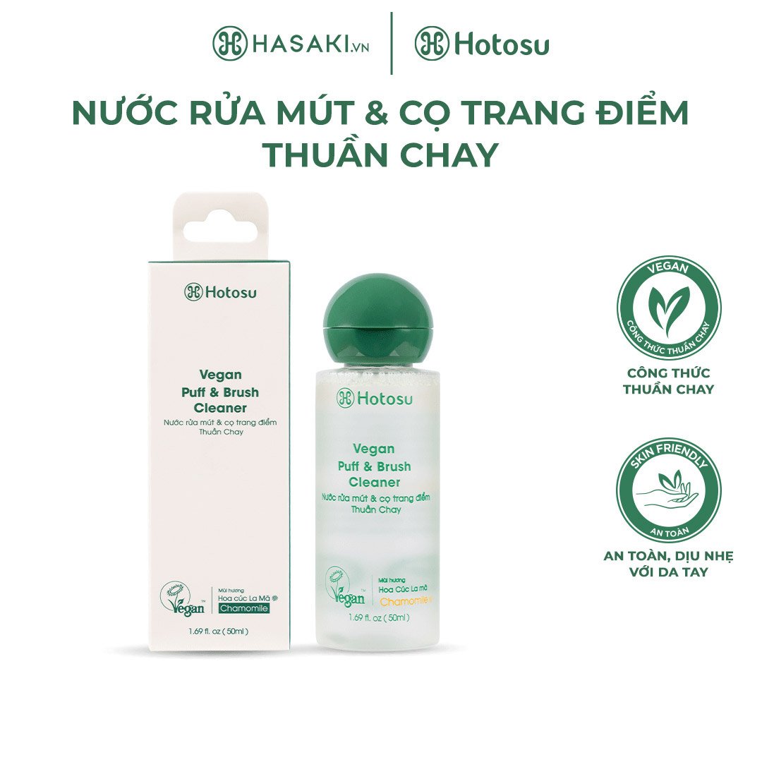 Combo Hotosu Dụng Cụ Vệ Sinh Cọ Và Mút Cao Cấp (Màu Hồng) + Nước Rửa Cọ Thuần Chay 50ml