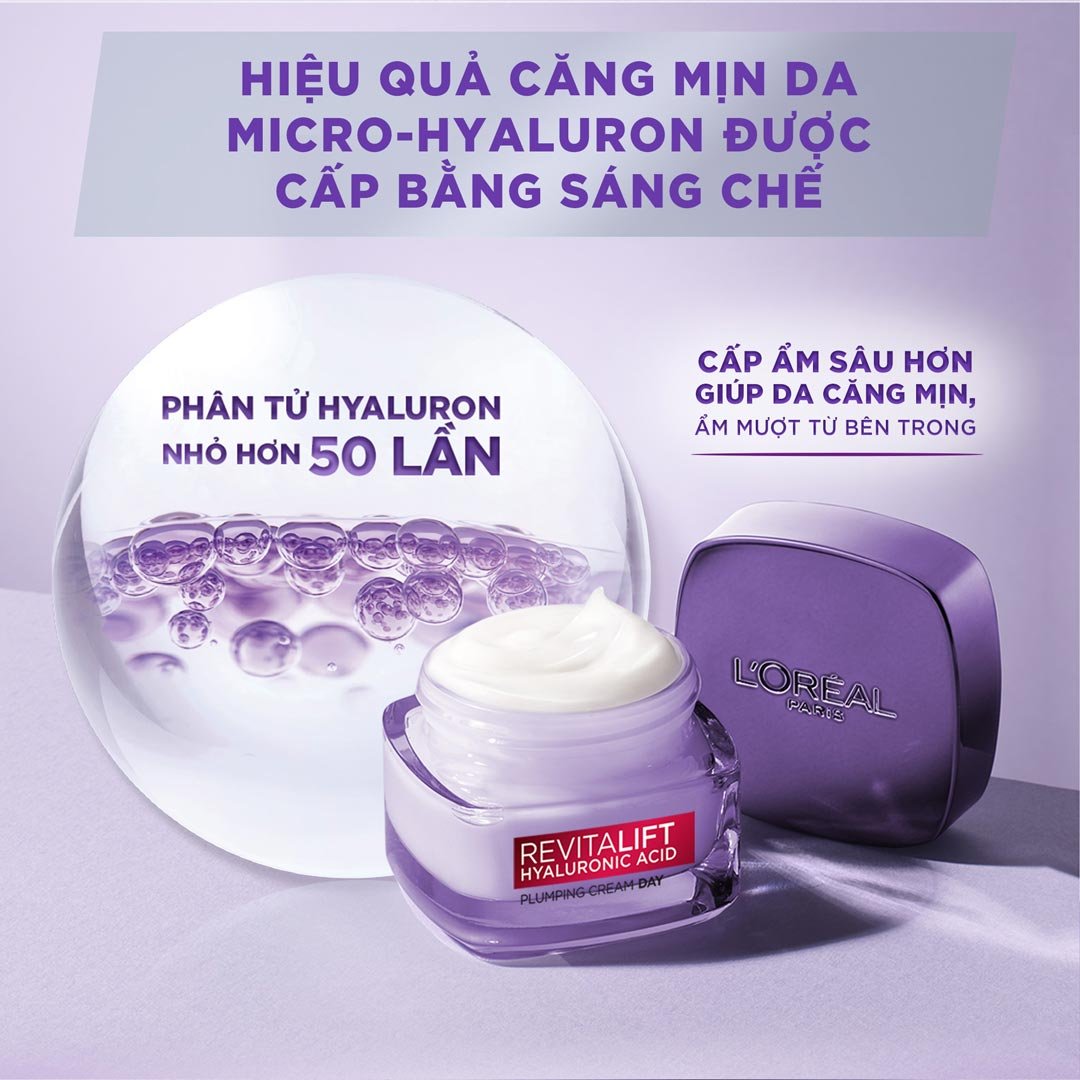 Combo L'Oreal Serum Hyaluronic Acid Cấp Ẩm Sáng Da 30ml + Serum HA Mini 7.5ml + Kem Dưỡng Ngày HA Mini 15ml