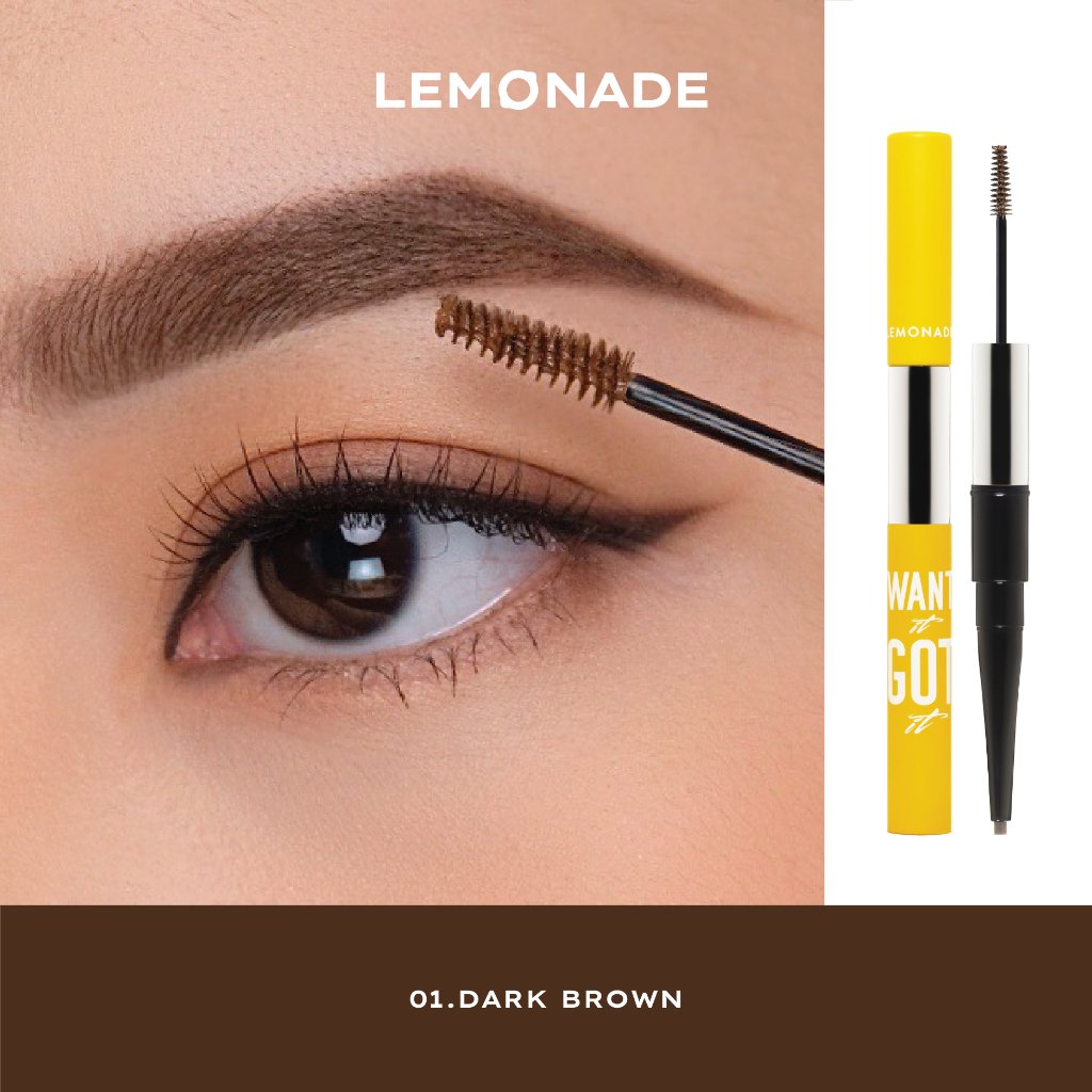 Combo Lemonade Phấn Nước A02 Natural 15g + Chì Kẻ Mày 2 Đầu 01 Nâu Đậm 2g+2ml