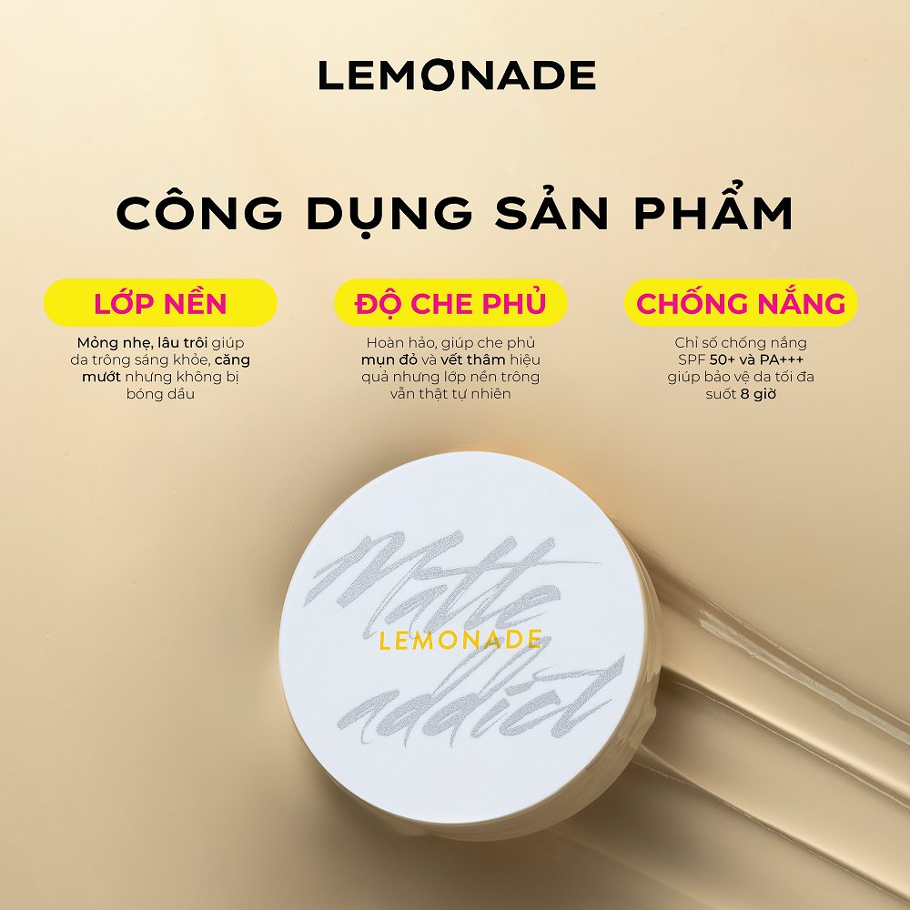 Combo Lemonade Phấn Nước A02 Natural 15g + Chì Kẻ Mày 2 Đầu 02 Nâu Sáng 2g+2ml