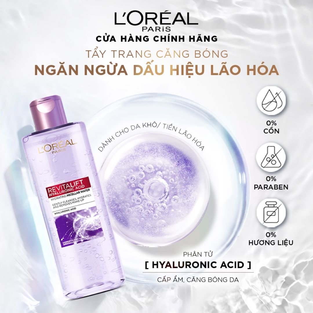 Combo Nước Tẩy Trang L'Oreal Làm Sạch Cho Da Dầu 400ml + Căng Mịn Da 95ml