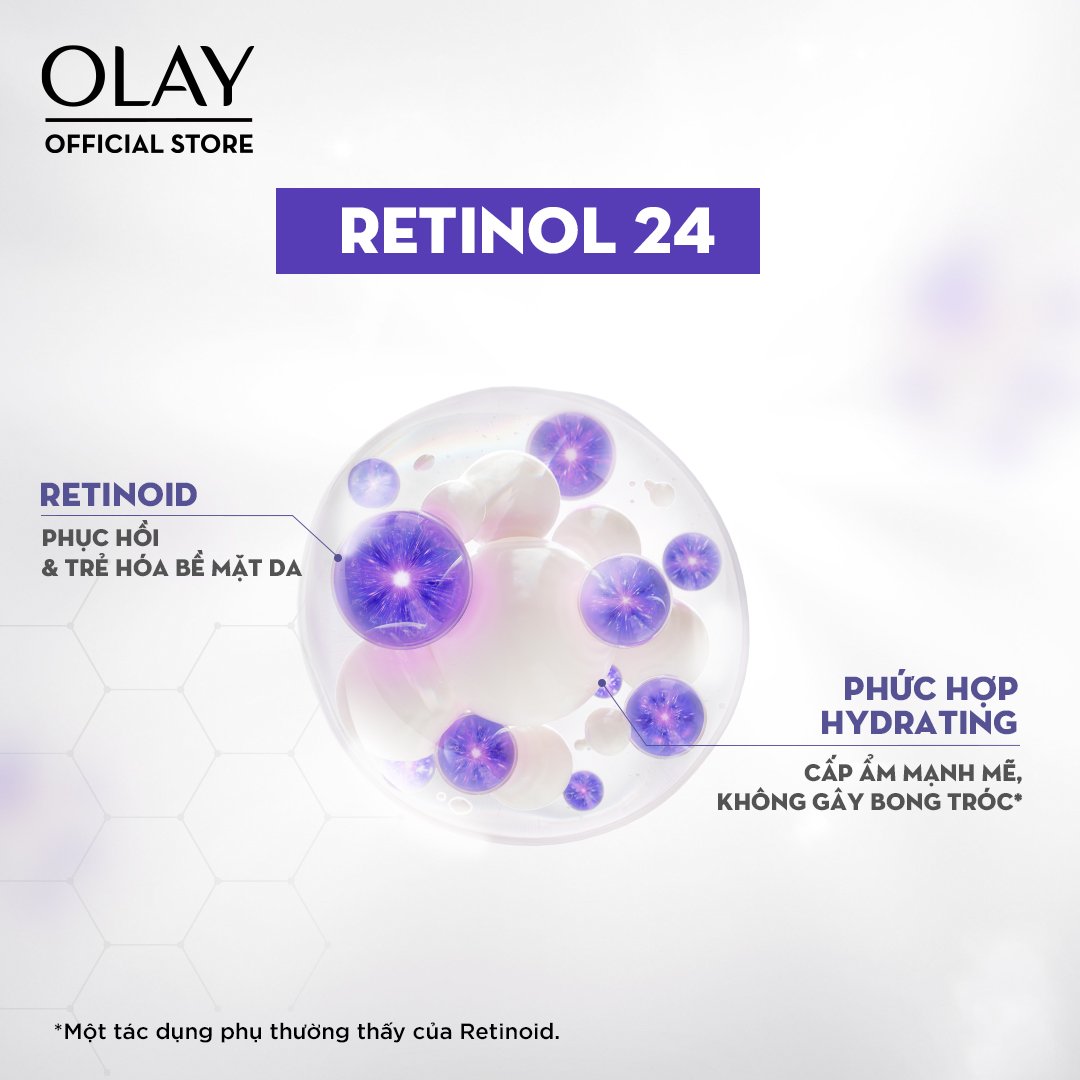 Combo Olay Serum & Kem Dưỡng Chiết Xuất Retinol24 Ngừa Lão Hóa Ban Đêm 30ml+50g