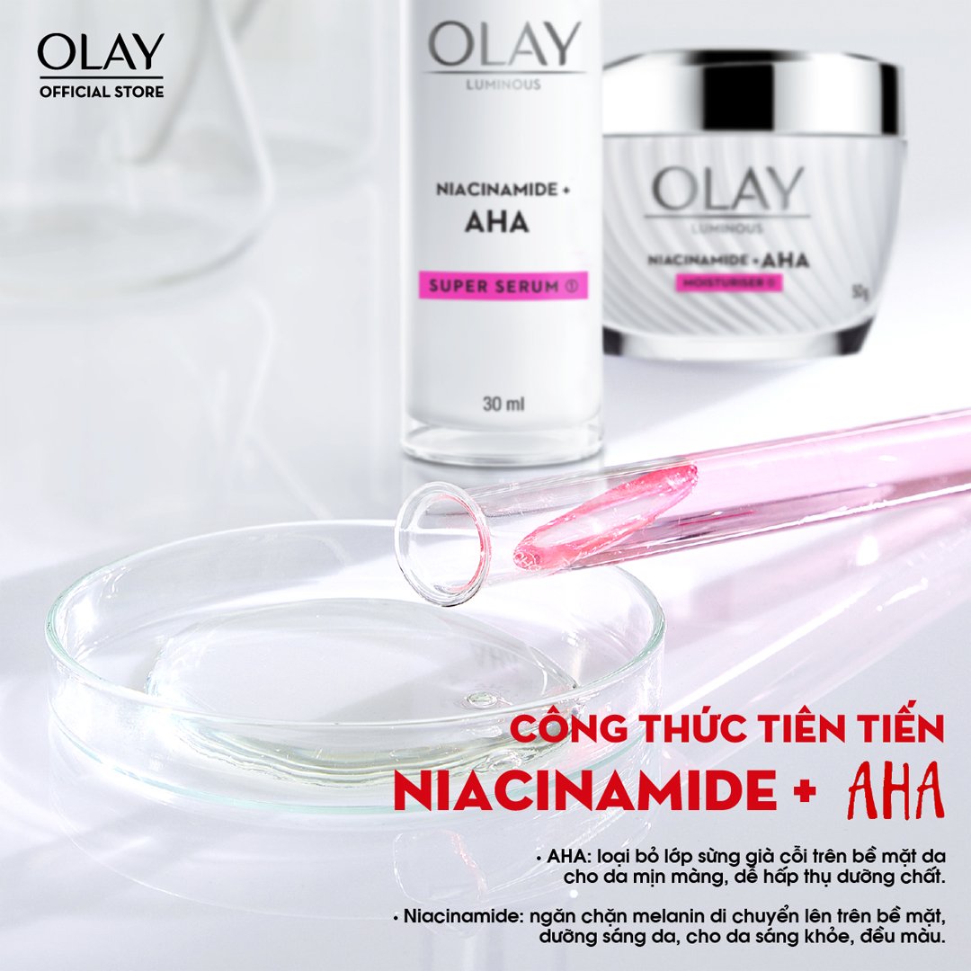 Combo Serum & Kem Dưỡng Olay Dưỡng Sáng Da, Mờ Thâm Mụn 30ml+50g
