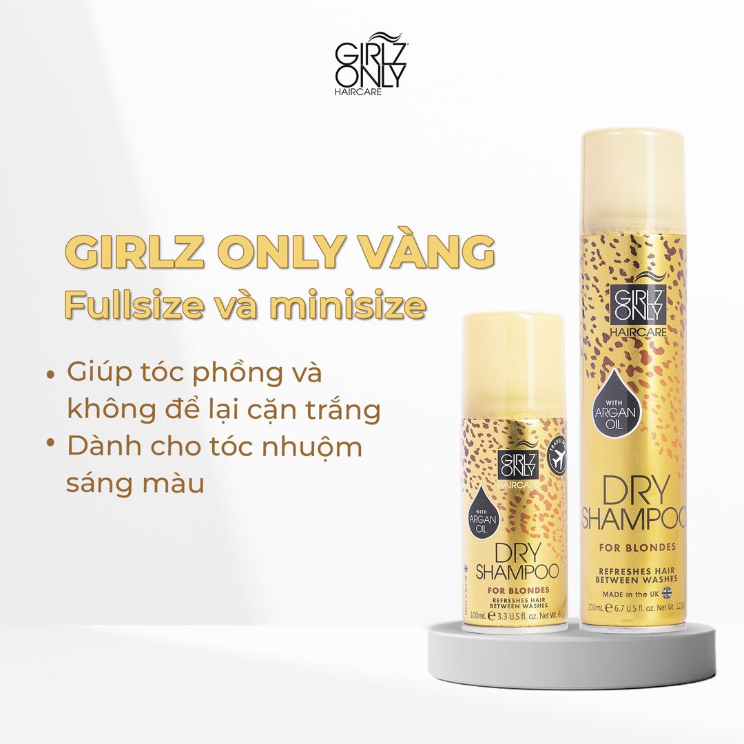 Combo 2 Dầu Gội Khô Girlz Only Dành Cho Tóc Nhuộm Sáng Màu 100ml