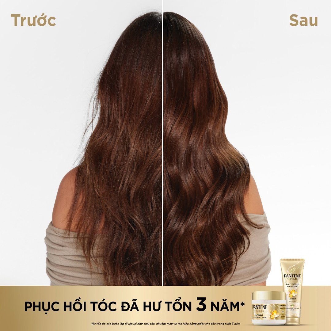 Combo Pantene Kem Xả Serum 180ml + Mặt Nạ Ủ Tóc 300ml Miracles Phục Hồi Liên Kết Tóc