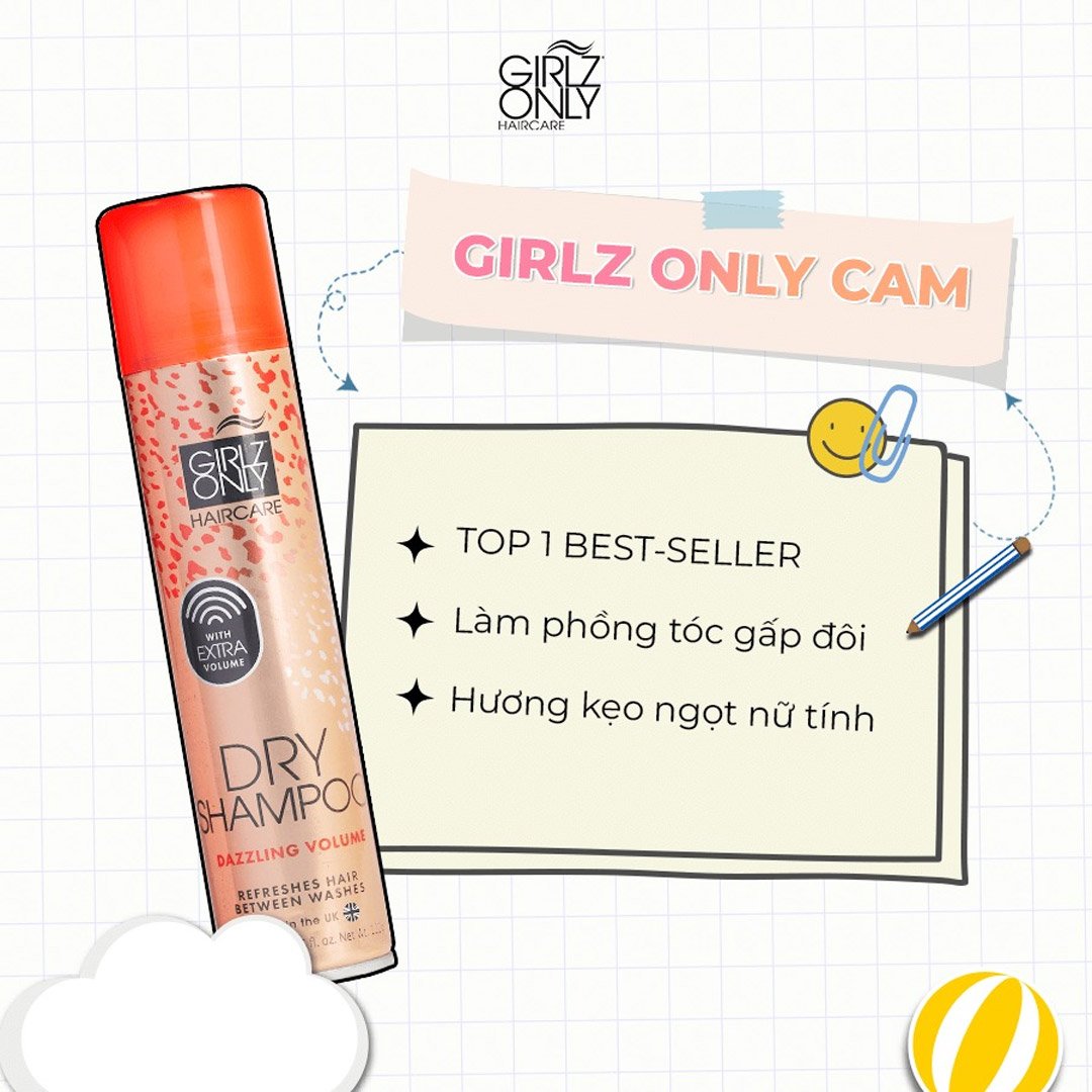 Dầu Gội Khô Girlz Only Tóc Bồng Bềnh Tức Thì 200ml