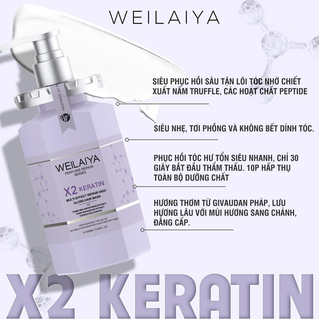 Dầu Hấp Weilaiya X2 Keratin Phục Hồi Đa Tầng 450ml