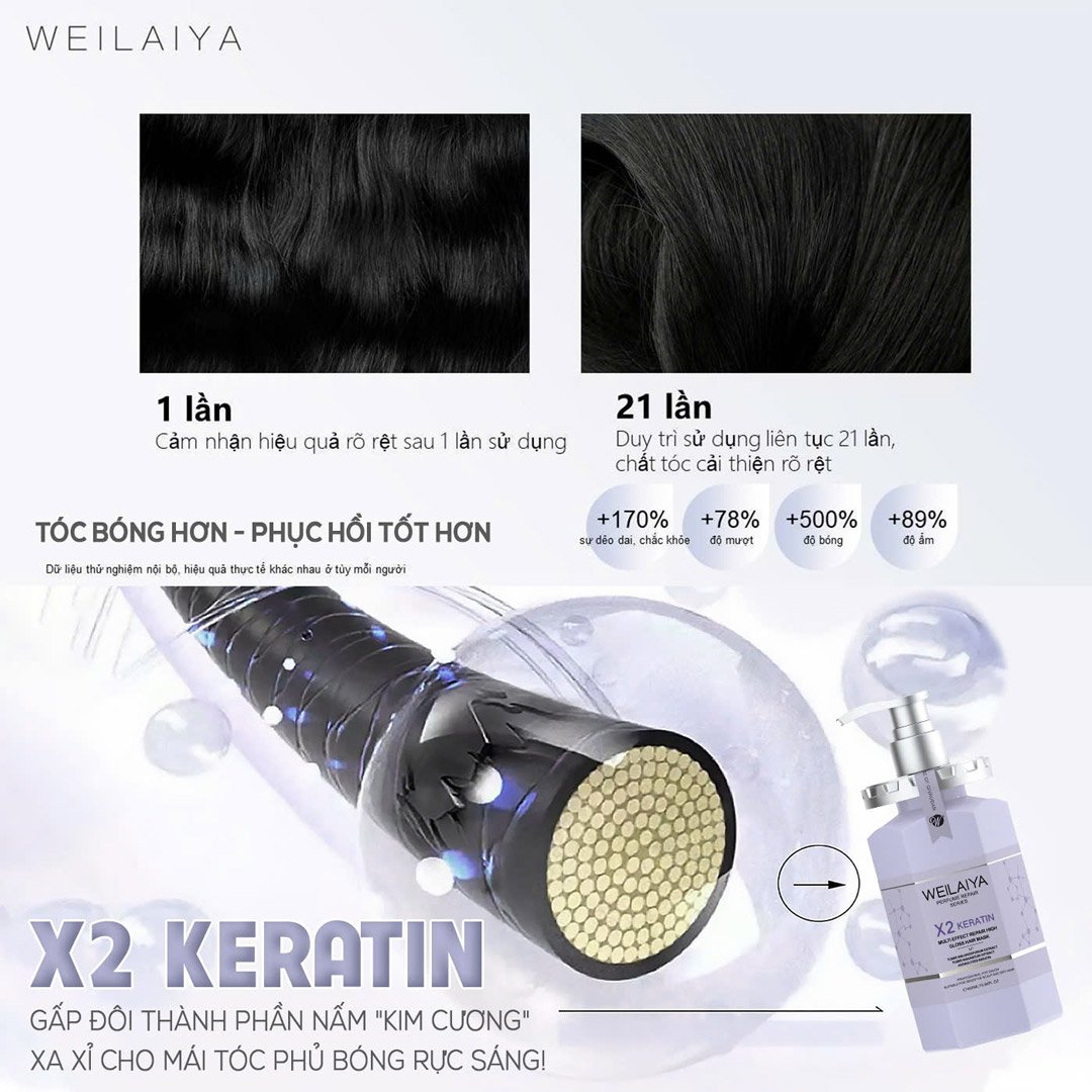 Dầu Hấp Weilaiya X2 Keratin Phục Hồi Đa Tầng 450ml