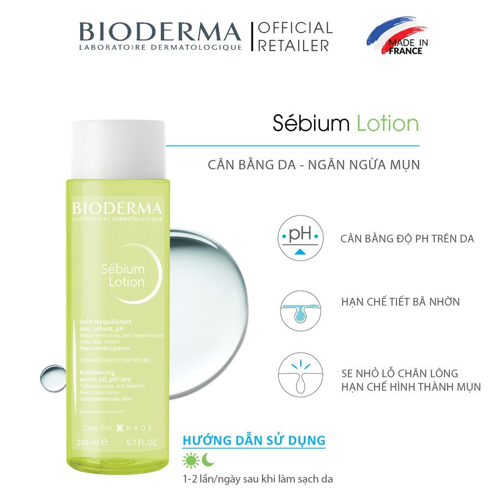 Dung Dịch Cân Bằng Da Bioderma Cho Da Dầu, Hỗn Hợp 200ml