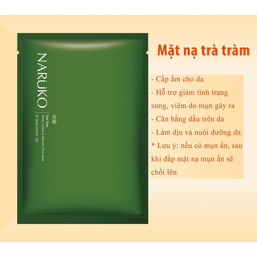 Hộp 8 Miếng Mặt Nạ Naruko Tràm Trà Kiềm Dầu Giảm Mụn 26ml/M