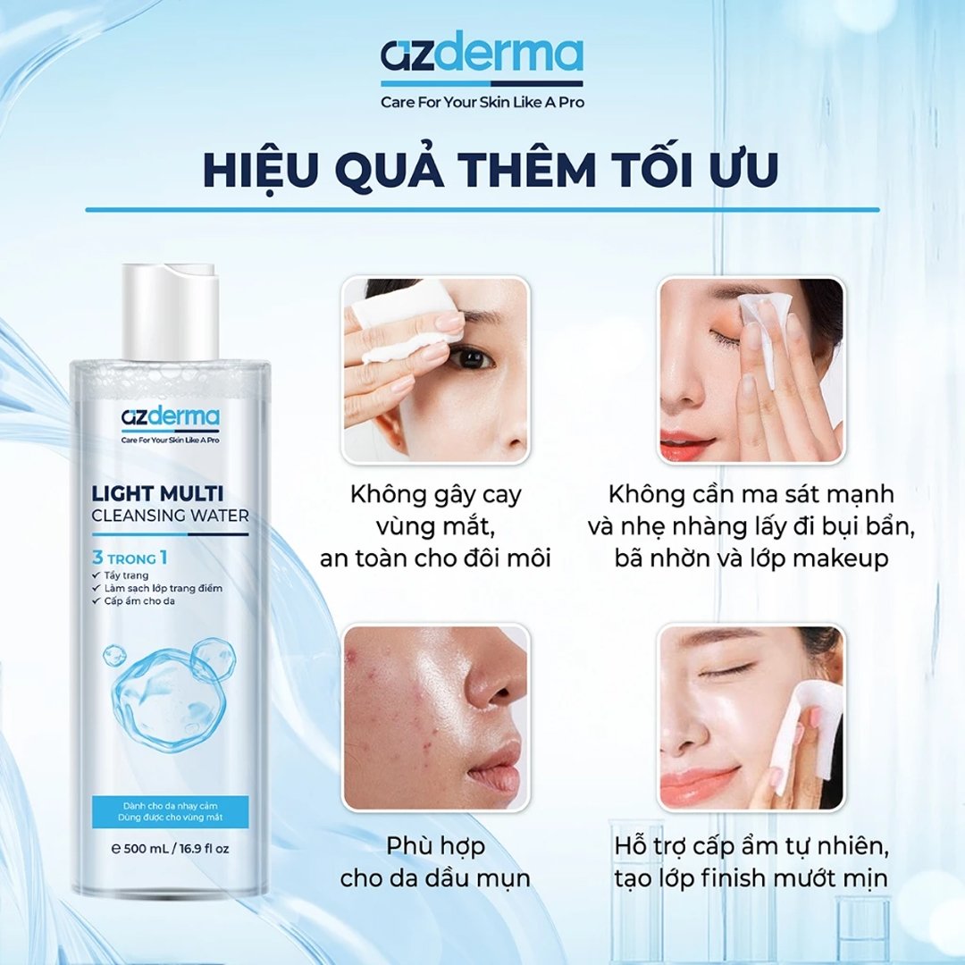 Nước Tẩy Trang Azderma Cho Da Dầu Mụn Nhạy Cảm 500ml