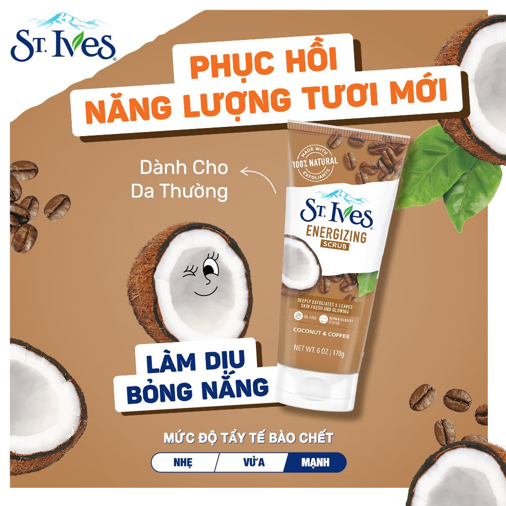 Sữa Rửa Mặt St.Ives Tẩy Tế Bào Chết Cà Phê & Dừa 170g