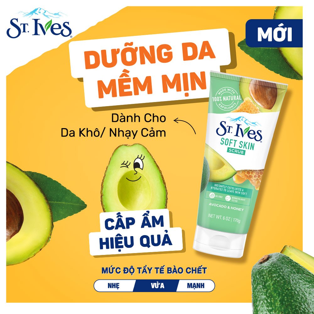 Sữa Rửa Mặt St.Ives Tẩy Tế Bào Chết Bơ & Mật Ong 170g