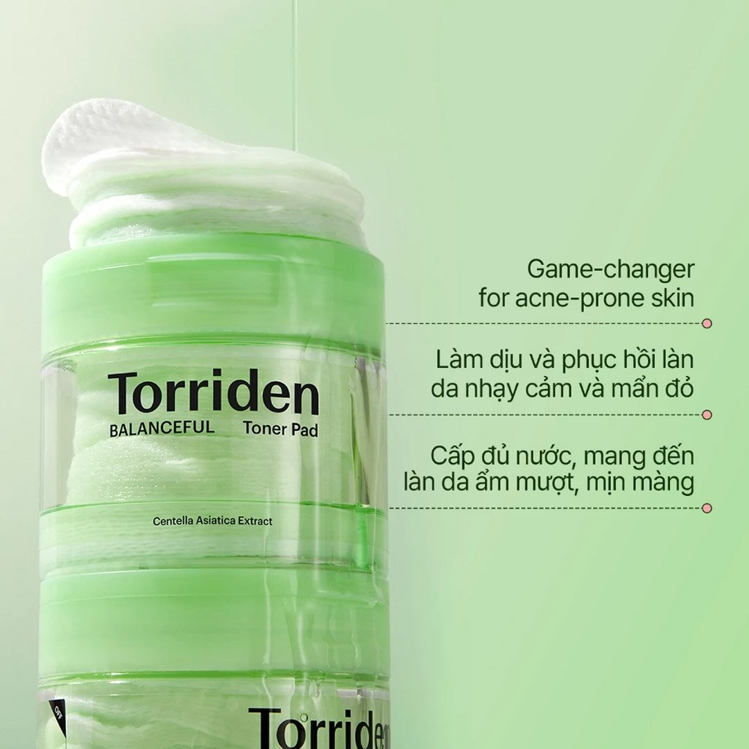 Toner Pad Torriden Làm Mát Dịu Cho Da Mụn, Nhạy Cảm 60 Miếng
