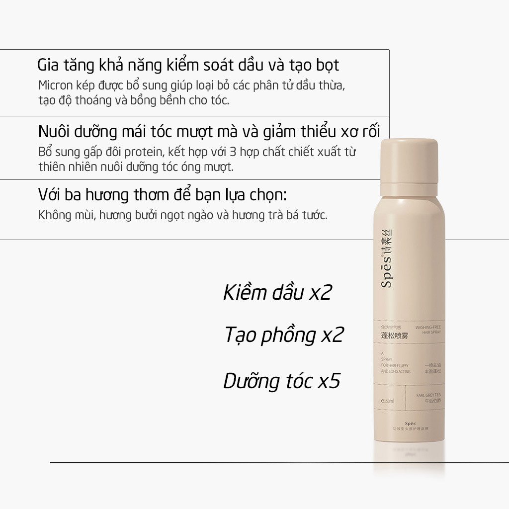 Dầu Gội Khô Spes Dạng Xịt Hương Trà Bá Tước 50ml